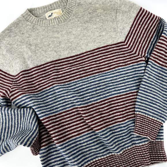Vintage 80s Winona Knits Wool Blend Striped Sweater L - USA - Picture 6 of 7